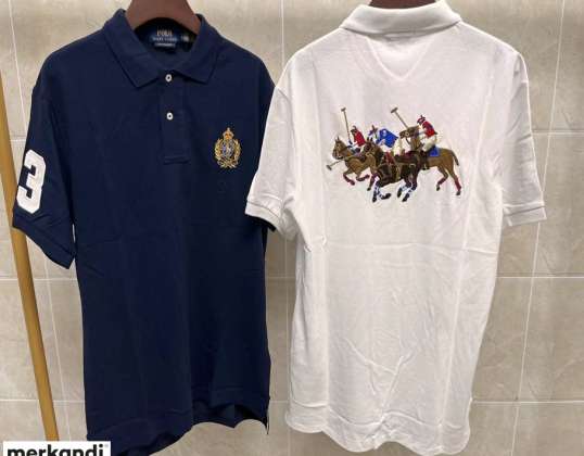 Ralph Lauren erkekler için polo yaka tişört, beyaz ve mavi, bedenler: S, M, L, XL, XXL
