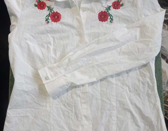 Сортированные женские белые рубашки, блузки 1-го сорта (A) оптом на развес
