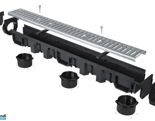 Industrial drainage, 55 mm high, metal grate, class A15 (up to 1.5 tonnes)