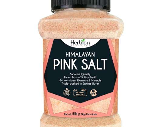Herbion Naturals Himalajska rožnata solna posoda Fino zrnje, Brez GSO, Brez kemikalij vrhunske kakovosti, Vegansko, Košer certificirano, Fino zrnata naravna sol, Tr