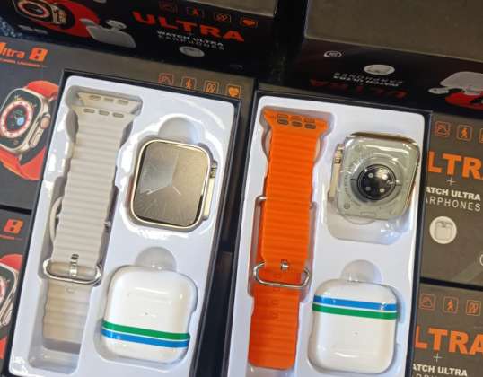 Smart Watch Ultra Connected Watch gaveeske for menn og kvinner kompatibel med Android og IOS (Apple, Samsung, Xiaomi, Sony, Huawei)