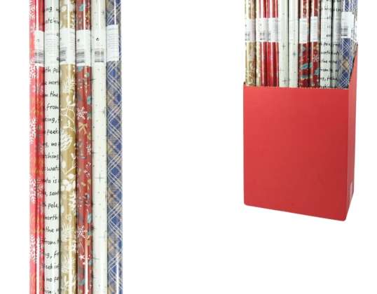 Christmas wrapping paper 200 cm assorted in shop display