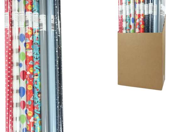 Wrapping paper everyday 200 cm assorted in shopdisplay
