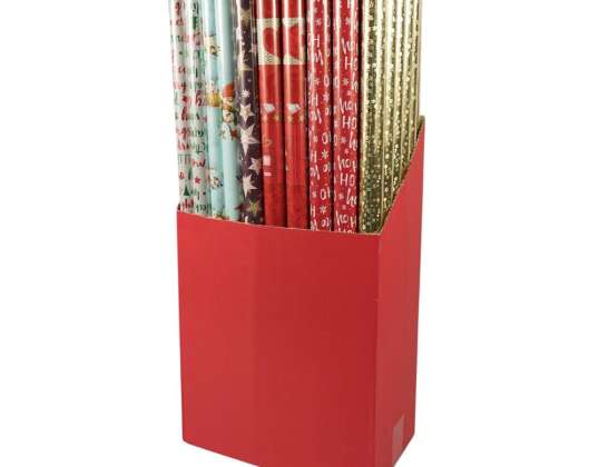 Christmas wrapping paper 300 cm assorted in shop display
