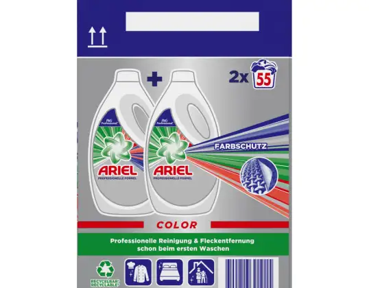 Ariel Professional Υγρό Απορρυπαντικό Ρούχων Απορρυπαντικό Χρώματος, 2x55 φορτία πλύσης, 2x2.75L