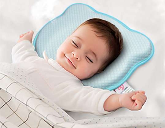 Cuscino per bebè in memory foam, evita testa piatta e plagiocefalia, 2 fodere sfoderabili e lavabili.