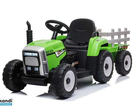 Power Tractor Tractor Trailer 12V 4.5Ah vihreät valot, musiikki, MP3, USB