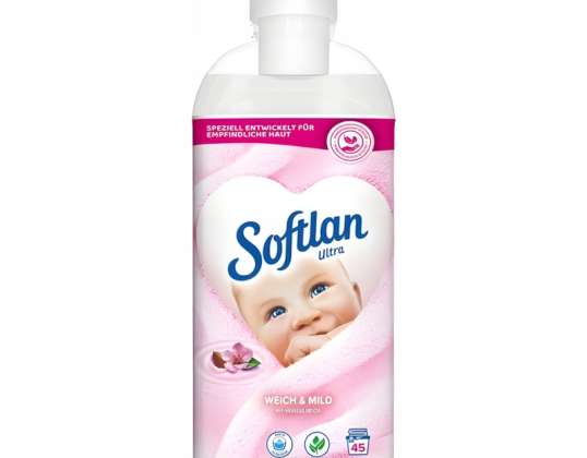 Softlan Ultra Fabric Softener Soft &amp; Mild 1L - 45WL