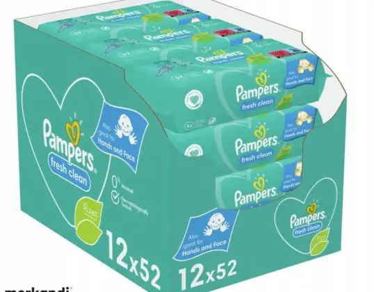 Pampers Wipes FRESH CLEAN 12x52 pcs - Gentle Cleansing for the Little Ones