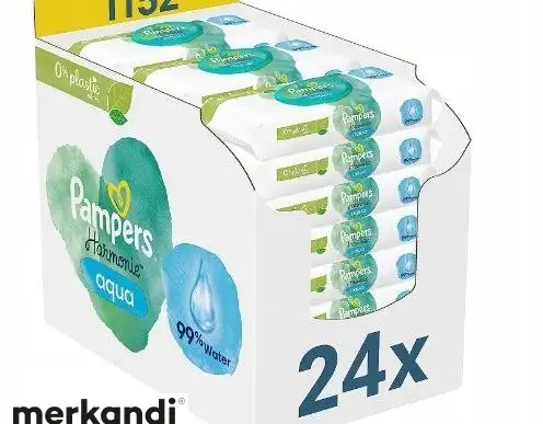Pampers Harmonie Aqua Plastic Free 24x48 - Naturalne Chusteczki Nawilżane