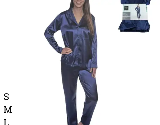 Pyjama satijn blauw assorti maat