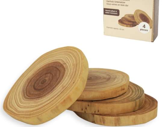 Sous-verres en bois 10 cm 4 pièces