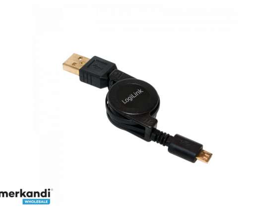 LogiLink USB 2.0-kabel USB A / M til Micro USB / M uttrekkbar 0 75m CU0090