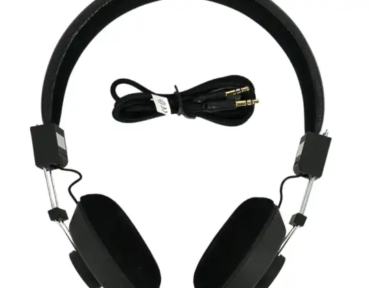 Dinamikus, fülre illeszkedő fejhallgató, fekete, 20 cm