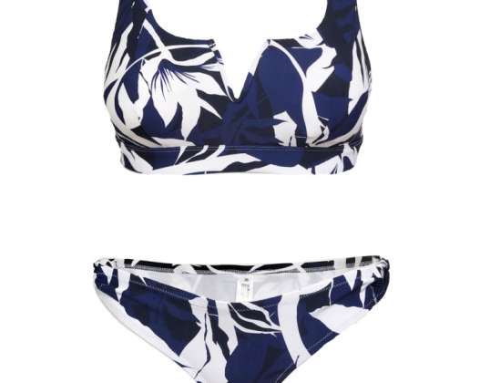 Marineblaue/weiße vorgeformte Bikini-Sets für Damen