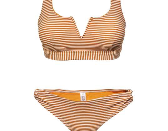 Pomarańczowo-kremowe komplety bikini w paski dla kobiet