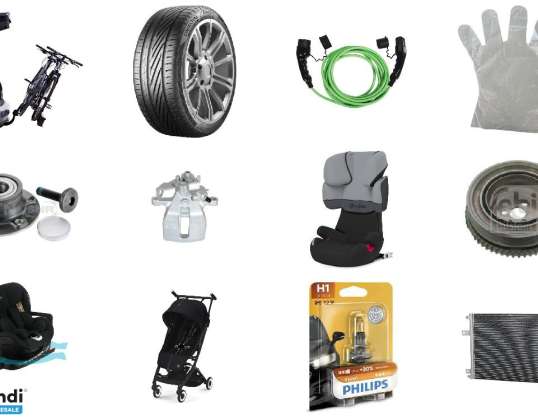 Lot av 404 nye bilprodukter og utstyr med emballasje