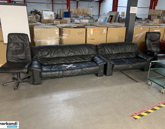 used sofa leather fabric imitation leather individually as well as in a set only 300 euros complete