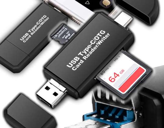Lecteur de carte mémoire Micro SD TF Micro USB USB-C 5 en 1 pour téléphone portable YC-360A