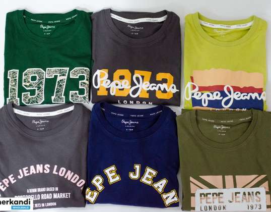 Stock of men's T-shirts by Pepe Jeans. Mix of patterns and colors