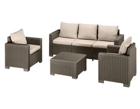 Mombasa 4-Piece Outdoor Lounge Set in Cappuccino/Sand - Wholesale Stock of 158 Sets