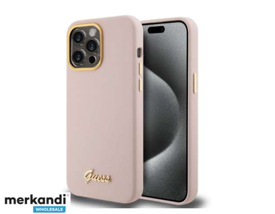 Gæt iPhone 15 Pro Max bagcoveretui - Script metallogo - Pink J-TOO