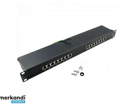 LOGILINK Cat.6 Patch Panel 16 Ports Shielded 19 Inch Recessed Black NP0057