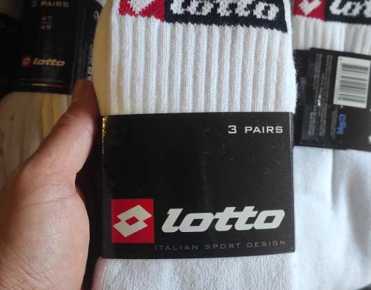 Lot av 30 stk av 3 par hvite lange Lotto sokker 47-49 størrelse