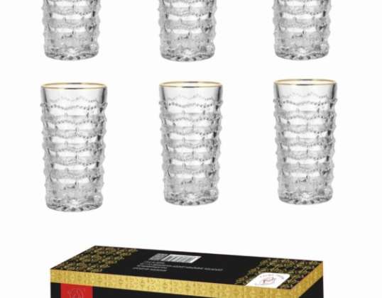 6-Piece Water Glass set 320ml Drinking Glass Copos set Suco Copos Juice Glass Gold Plated