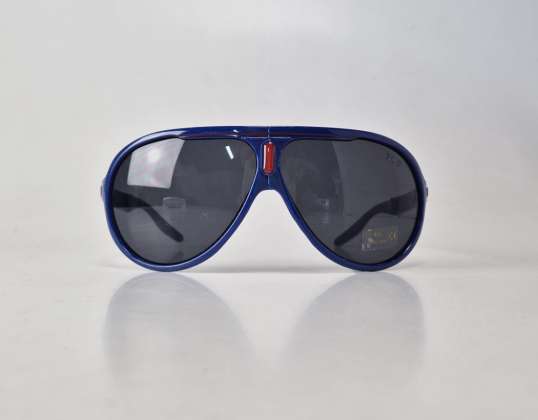 Modré skládací sluneční brýle fotbalového klubu FC Barcelona v pouzdře na tvrdé brýle