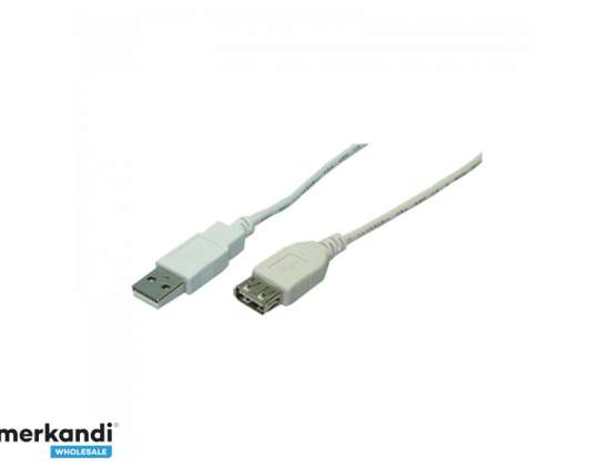 LogiLink USB 2.0 кабел USB A / M към USB A / F сив 5m CU0012