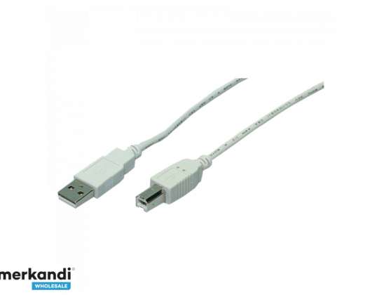 LogiLink-kabel USB 2.0-kontakt A &gt;B 2x plugggrå 5 m CU0009