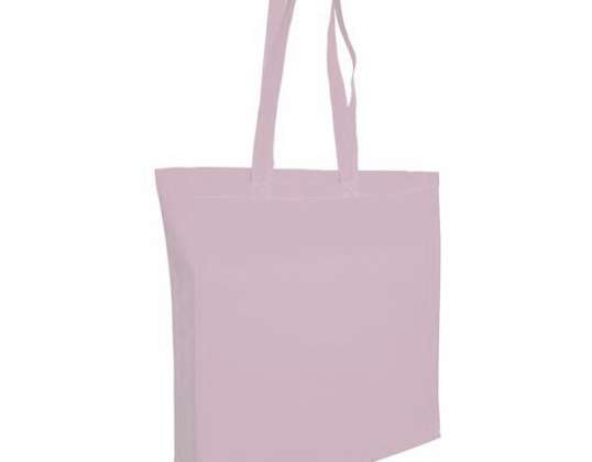 Lilac cotton shopper bags with long handles