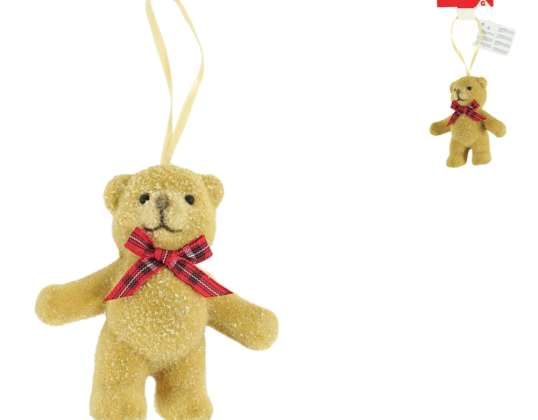 Pendant bear glitter brown 8.5 cm Christmas decoration