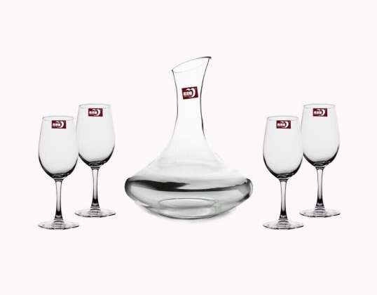 Elegant wine glass set 5 pieces transparent with 1500 ml jug, 4 glasses of 315 ml