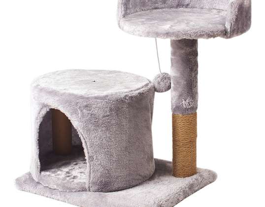 Chat grattoir lit maison cabine 50cm gris