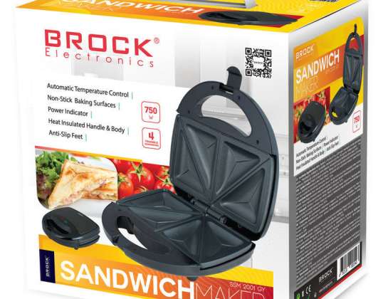 Sandwich maker. Prepare 4 triangle sandwiches. Stainless steal sheet. Non-stick surface treatment of baking surfaces