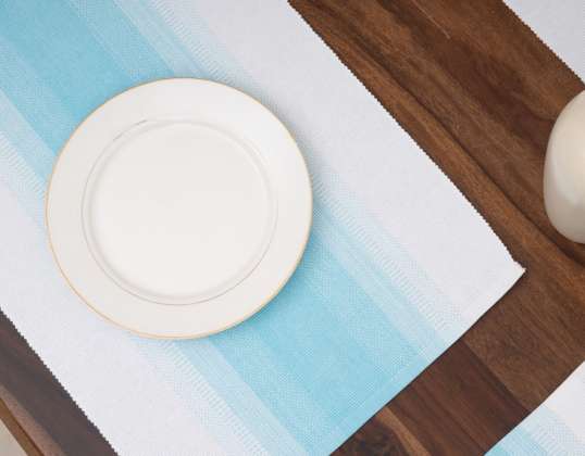 Stylish placemats: Set of 6 Light Blue Striped Cotton Placemats, Perfect Placemats for Celebration &amp; Everyday (33 x 48, Light Blue Striped)