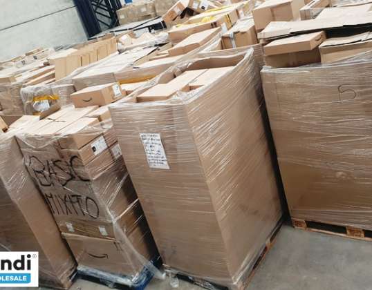 Lot of Amazon return pallets in 1.80m boxes, 100% new products, original boxes