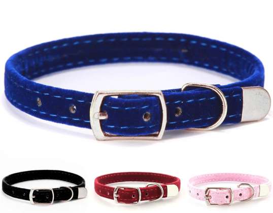 ADJUSTABLE FABRIC DOG COLLAR WITH VELOUR TRIM