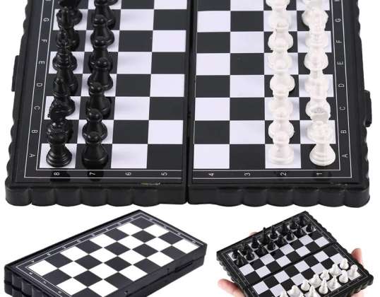 MINI CHESS MAGNETIC CHECKERS TRAVEL LOCKABLE BOX