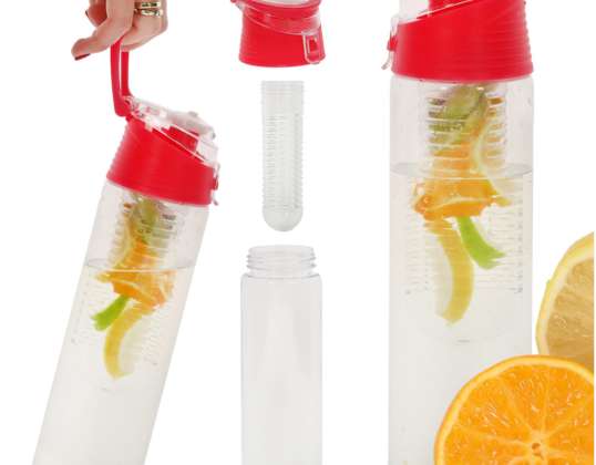 Water bottle with fruit refill 800ml raspberry