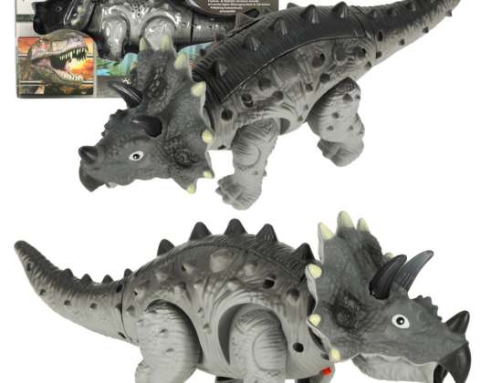 Triceratops dinosaur, battery-operated interactive toy, walks, lights and roars