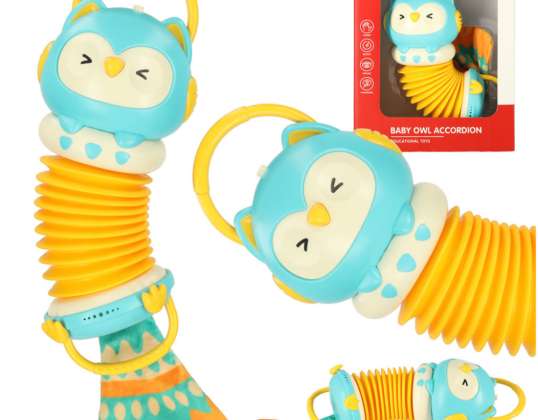 Harmony accordion sensory toy for children owl blue playing LED 30cm