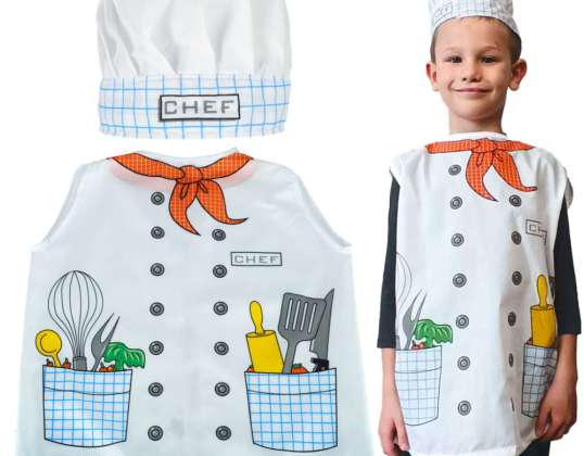 Costume Carnival Costume Disguise Chef Apron Chef's Cap Set 3 8 Years