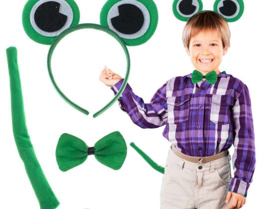 Costume, carnival costume, disguise, headband, bow tie, tail, frog set