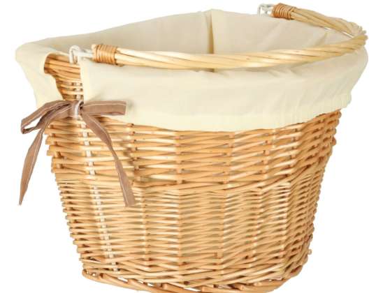 Wicker basket for bicycle, front basket braided insert white