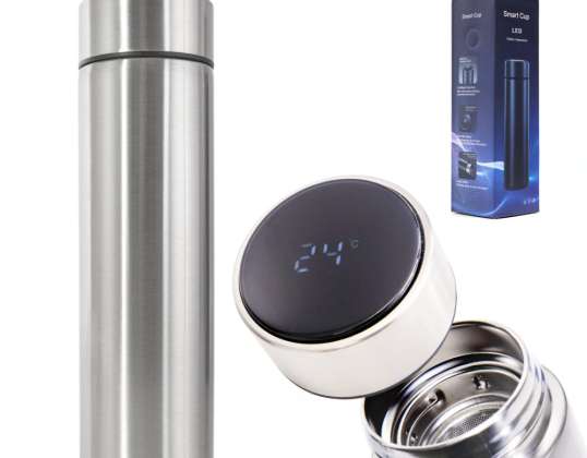 Thermal bottle mug thermos smart LED 500ml silver