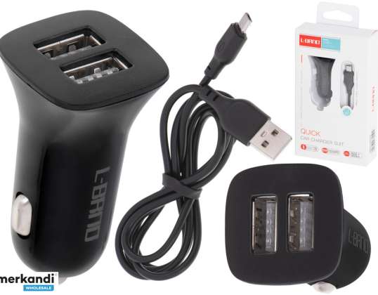 Car charger fast 2x USB micro USB cable L BRNO