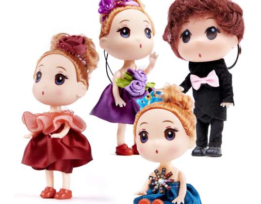 Doll dolls for dollhouse 3 girls 1 boy set of 4 pcs. 12cm